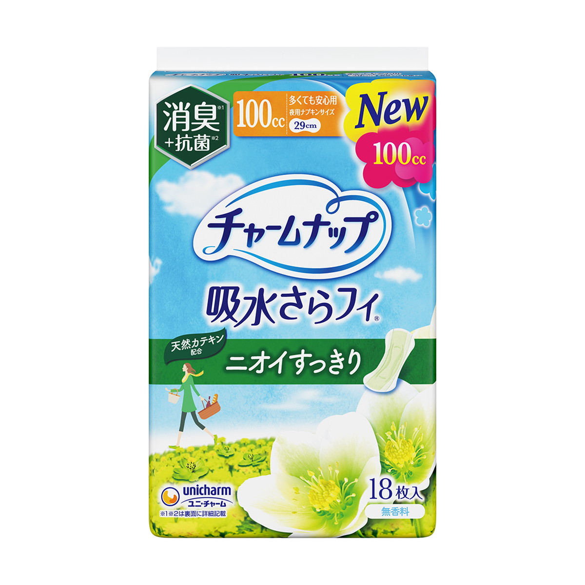 【送料込・まとめ買い×10個セット】チャームナップ 吸水さらフィ 多くても安心用 消臭タイプ 夜用ナプキンサイズ 18枚入 ユニ・チャーム パッド 尿ケア 尿取りパッド