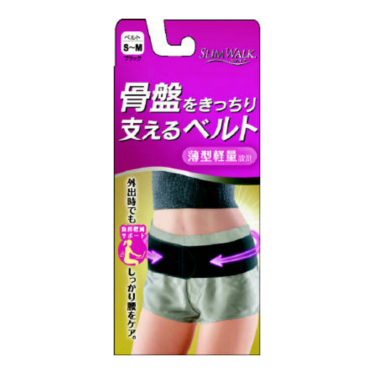 【送料込・まとめ買い×036】ピップ スリムウォーク 骨盤をきっちり支えるベルト ブラック S-Mサイズ ×036点セット（4902522665674）