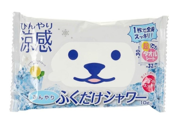 ときわ商会 ひんやり ふくだけ シャワー 10枚入　ミント＆グレープフルーツの香り（厚手大判タオルシート）（4944134031560）