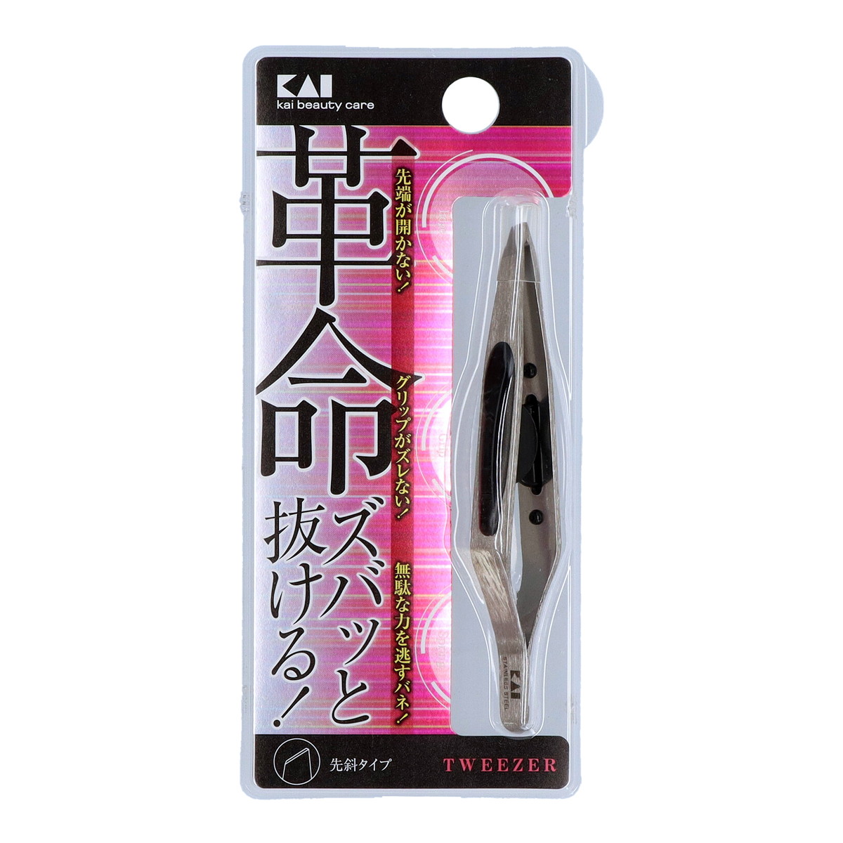楽天市場】貝印 革命 キャッチャー毛抜き 先斜 ( 4901601256123
