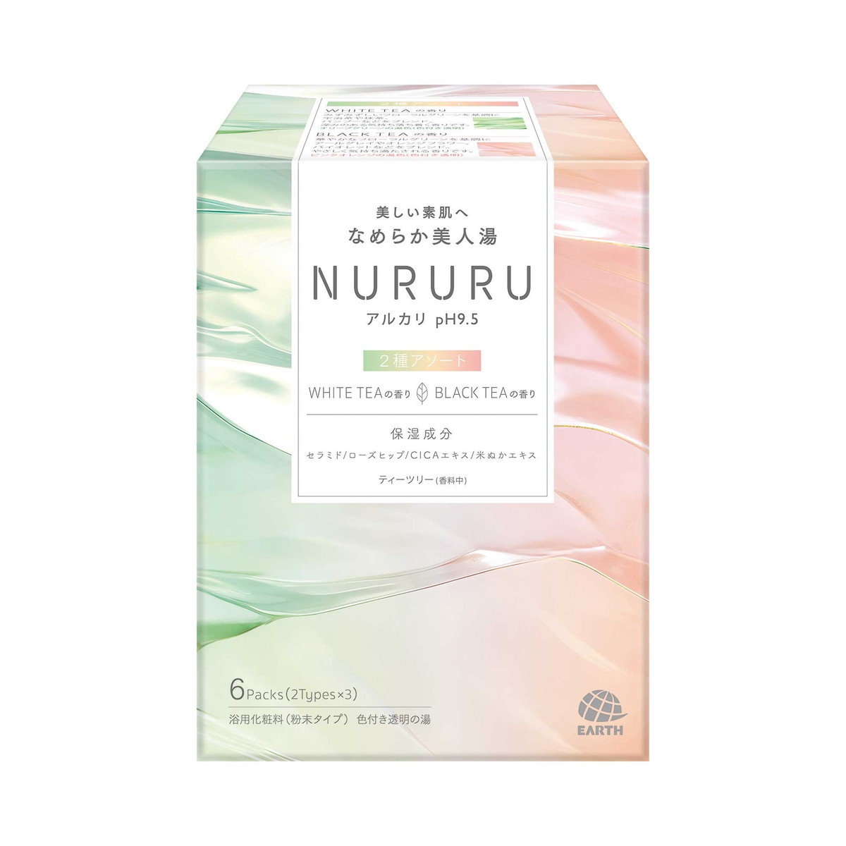 【送料込・まとめ買い×5個セット】アース製薬 ヌルル NURURU WHITETEAの香り & BLACKTEAの香り 6包 (2種×3包) 入浴剤 ホワイトティー ブラックティー