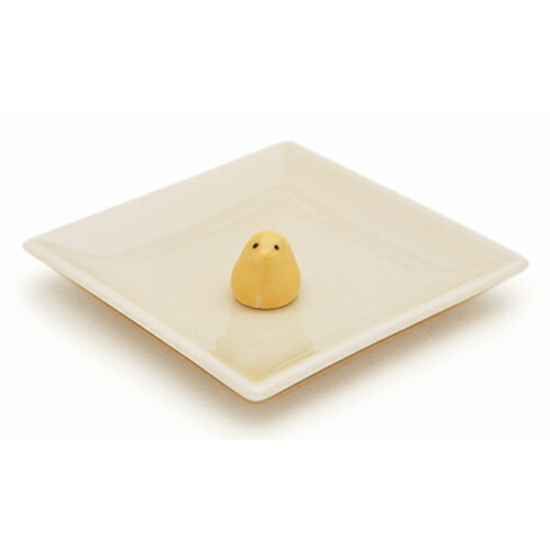 【送料込・まとめ買い×040】陶器香皿＆ヒヨコ香立　アイボリー ×040点セット（4902125975293）