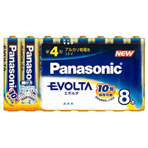 【10点セットで送料無料】＠パナソニック アルカリ乾電池 EVOLTA ( エボルタ ) 単4形 8本 LR03EJ/8SW×10点セット　★まとめ買いでお得！ ( 4984824811461 )