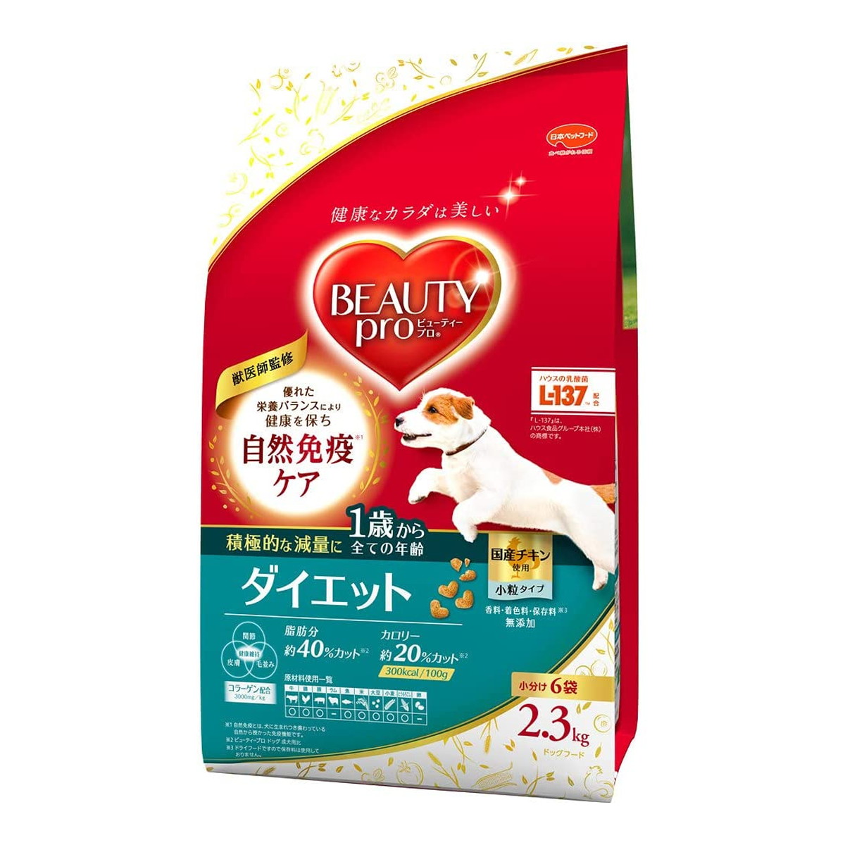 【送料込・まとめ買い×2点セット】日本ペットフード ビューティープロ ドッグ ダイエット 1歳から 小分け6袋入