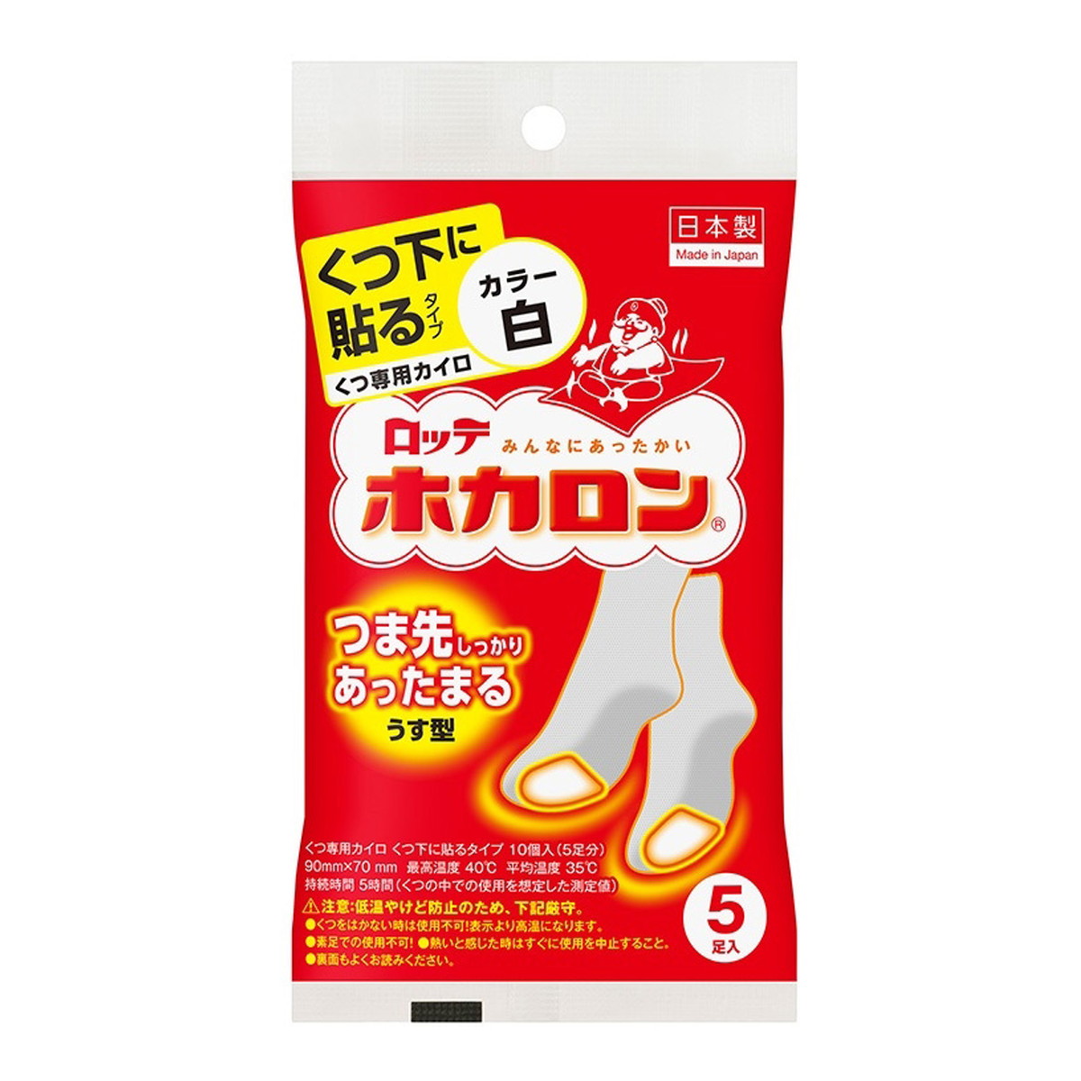 【送料込・まとめ買い×048】ロッテ健康産業 ホカロン 貼る くつ下用 5足入 ×048点セット（4903336274014）