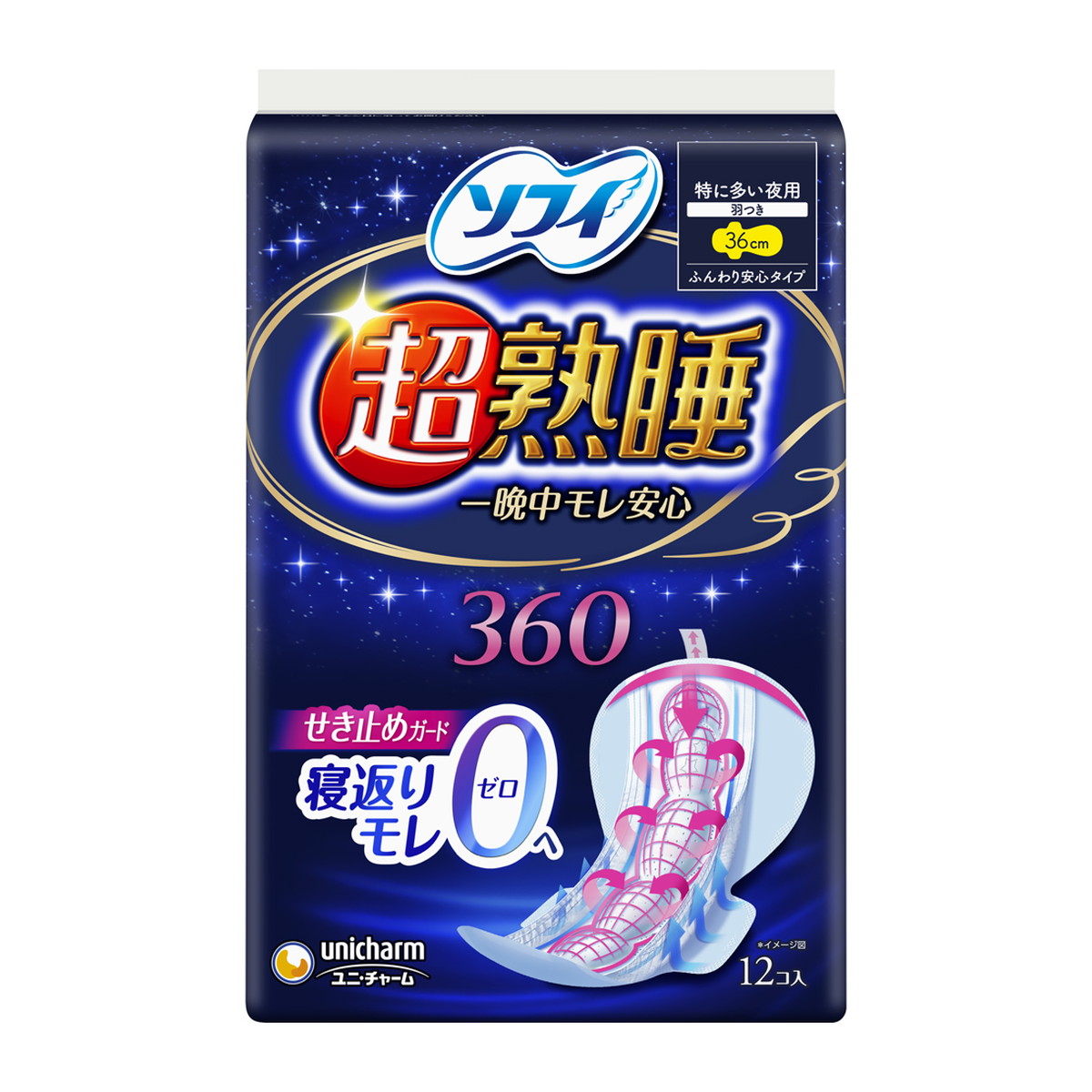 【送料込・まとめ買い&times;18点セット】ソフィ 超熟睡ガード360 12枚入｜姫路流通センター