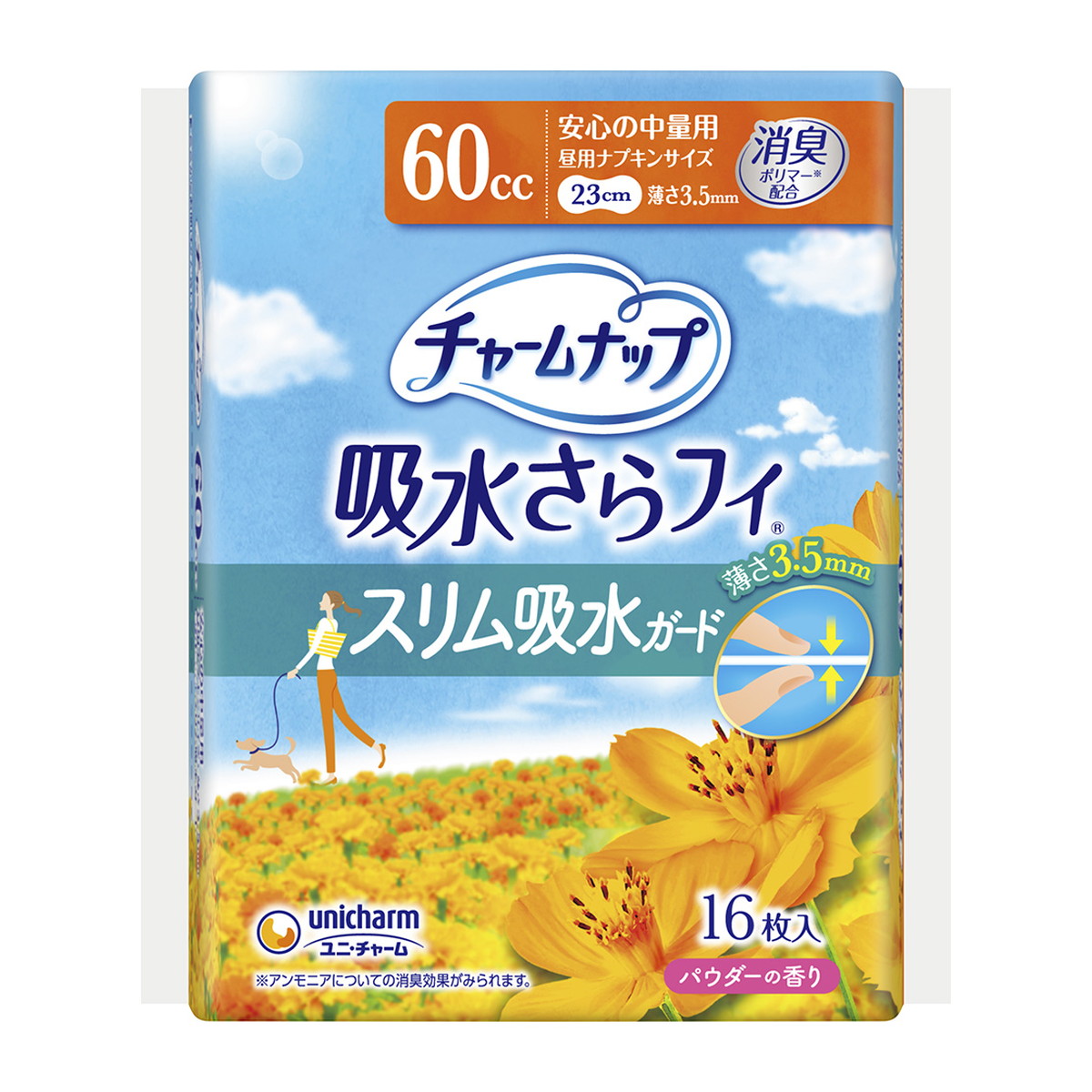 【送料込・まとめ買い×24点セット】ユニ・チャーム チャームナップ スリム吸水ガード 安心の中量 16枚