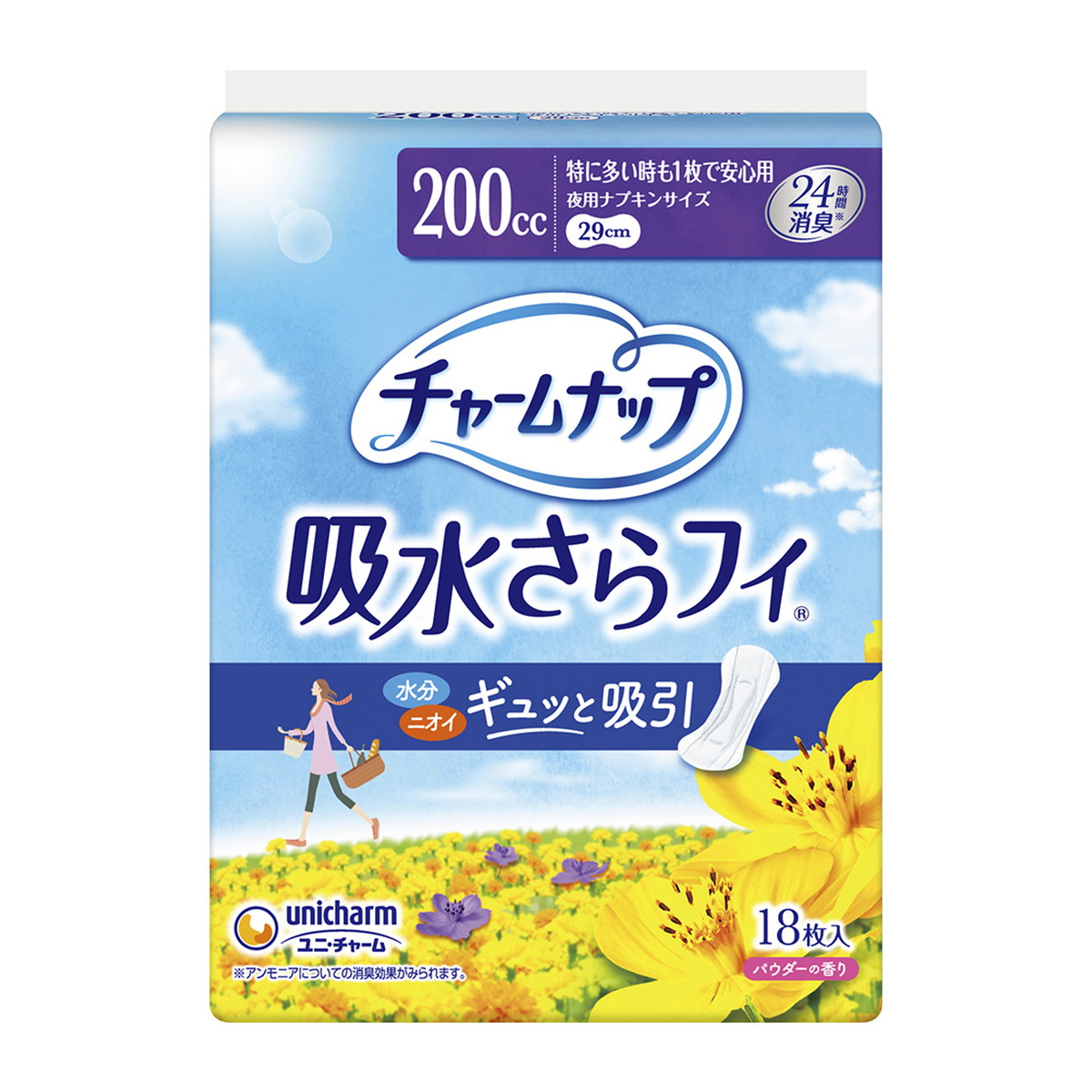 【送料込・まとめ買い×12点セット】ユニ・チャーム チャームナップ 吸水サラフィ 特に多い時も1枚で安心用 18枚入|姫路流通センター