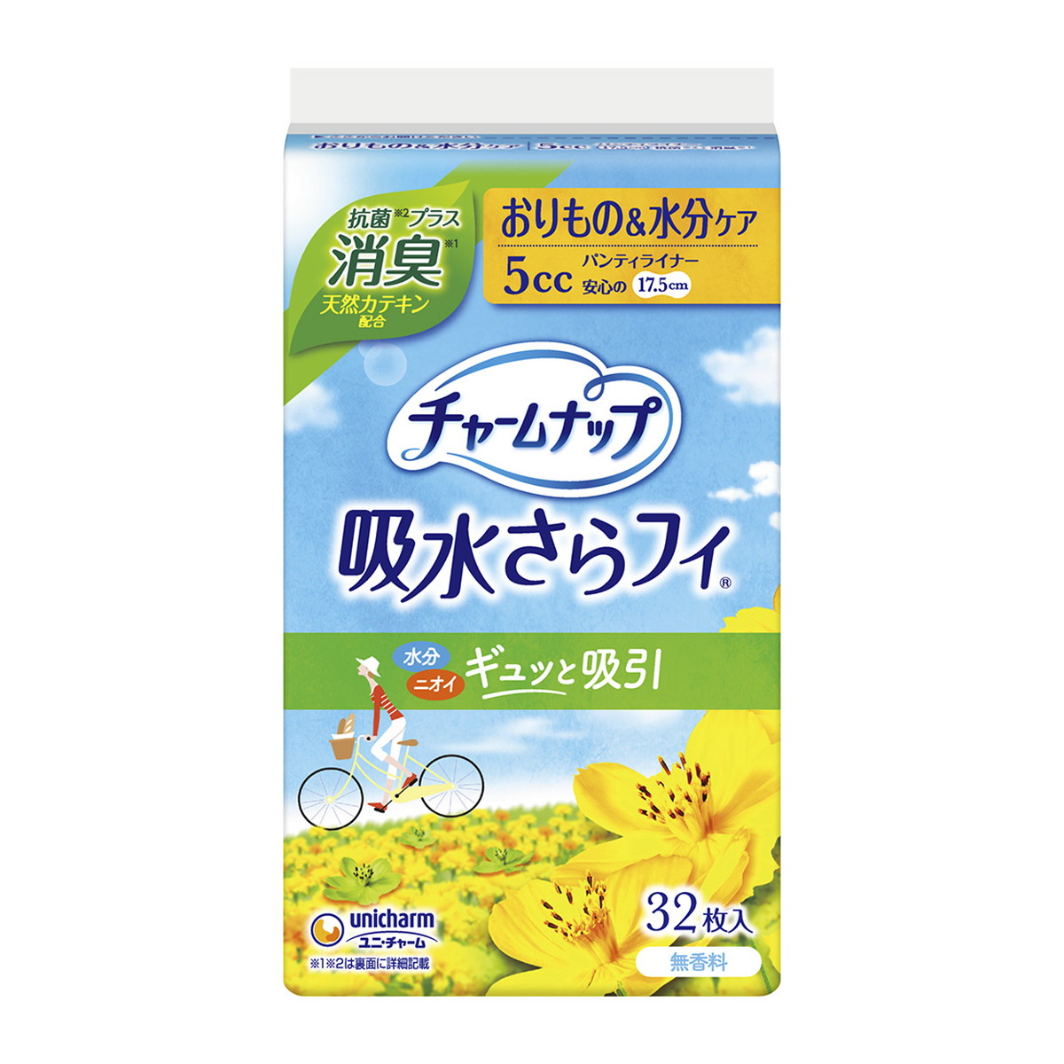【送料込・まとめ買い&times;36個セット】ユニ・チャーム チャームナップ 吸水さらフィ パンティライナー 消臭タイプ 17.5cm おりもの 水分ケア 5cc 32枚入｜姫路流通センター