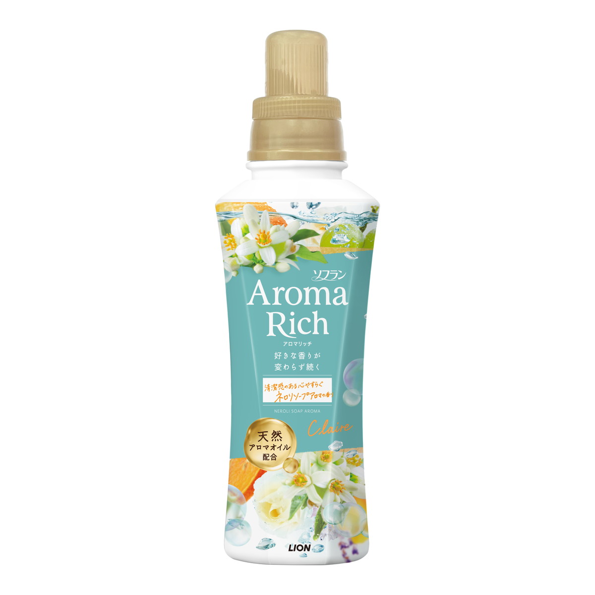 【送料込・まとめ買い×16個セット】ライオン ソフラン アロマリッチ クレア 本体 480mL 柔軟剤 ネロリソープアロマの香り ※新旧商品混在の場合あり