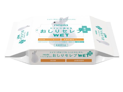 【送料込・まとめ買い×032】ネピア おしりセレブ WETウエット 薬用 詰替え 60枚 トイレに流せるおしりの洗浄シートトイレットペーパー ウエットタイプ)×032点セット（4901121834108）