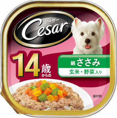 14歳からの ドッグフード 厳選素材や野菜をたっぷり使用し丁寧に調理 シーザー 玄米 野菜入り ドッグフード 缶 パウチ 一般食 高齢犬用 レトルト パウチ 096点セット 姫路流通センター 絹ささみ マース シーザー １４歳 絹ささみ 玄米 野菜入り