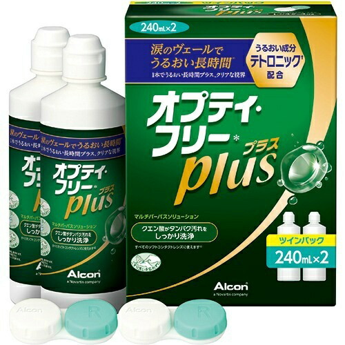 【送料込・まとめ買い×7個セット】日本アルコン オプティ・フリー プラス ツインパック 240ml×2本入 1個