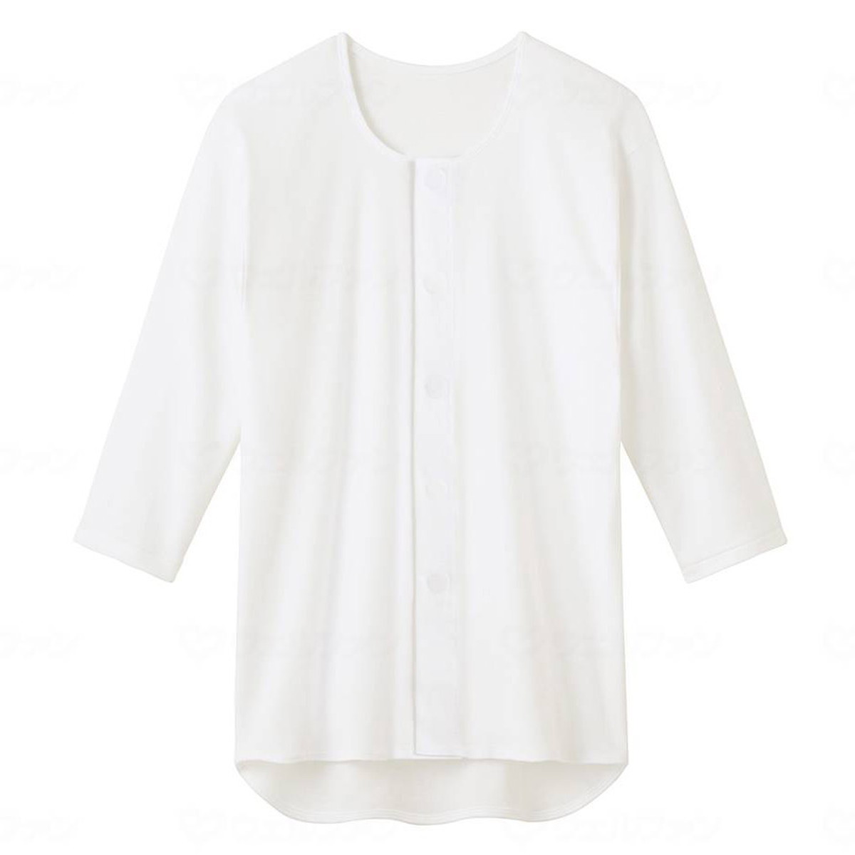 【送料込・まとめ買い×5個セット】グンゼ 紳士 7分袖ワンタッチシャツ 前あき ホワイト LL 介護用肌着