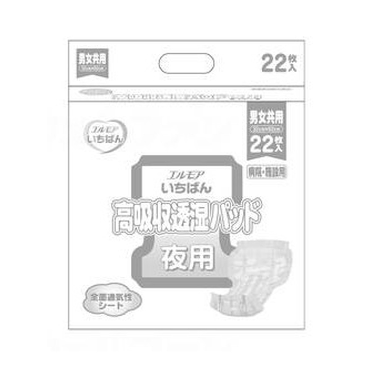 【送料込・まとめ買い×3個セット】カミ商事 エルモア いちばん 高吸収透湿パッド 夜用 男女共用 22枚入 尿とりパッド 医療費控除対象品