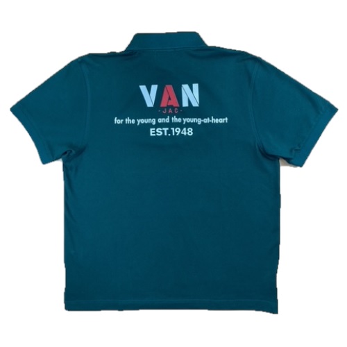 VAN ヴァンヂャケット 綿100％ポロシャツ グリーン LLサイズ 背面ロゴ PH-62267 半袖 夏服 ゴルフ 洋服 服 メンズ レディース 半袖 VAN JACKET バン 誕生日 母の日 父の日 プレゼント ギフト【送料無料】【新品】