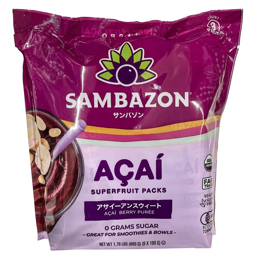 【大人気商品】【入手困難】【COSTCO】【1袋800ｇ】 SAMBZON サンバゾン オーガニックアサイー スムージーパック　800g(100g×8袋)（冷凍食品） 冷凍アサイー 健康食品 プレゼント  誕生日 母の日 父の日 ギフト 3,980円以上購入で送料無料（沖縄離島9,980円以上）