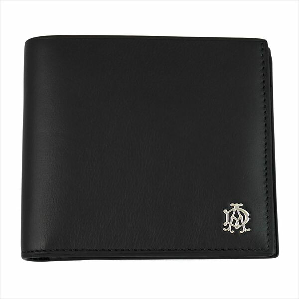美品 ダンヒル 二つ折り財布 ADロゴ コンパクトウォレット ブラック 金ロゴ ダンヒル 二つ折り 財布 ロゴプレート メンズ 中古の通販はau