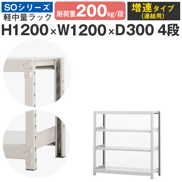スチール写真仕合わせ 仕合わせ 棚 御役目用幅120 奥ふかさ30 高さ120 4段 耐荷重200kg/段 増連スチール写真棚 納める棚 雄捩子受け答え 軽中量棚 シェルフ 明けっ広げ仕合わせ 執務室 バス発着場 国産 SOつづき物