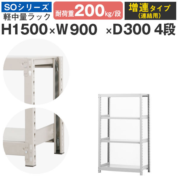 スチール写真仕合わせ 仕合わせ 棚 お役目用幅90 奥ぶかさ30 高さ150 4段 耐荷重200kg/段 増連スチール写真棚 納める棚 雄捻子受け答え 軽中量棚 シェルフ 開けっ広げ仕合わせ 執務室 バス発着場 国産 SO続きもの