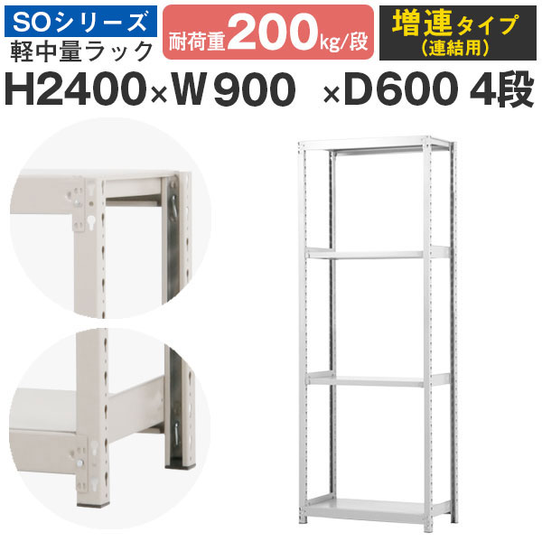 スチール写真仕合わせ 仕合わせ 棚 お役目用幅90 奥ぶかさ60 高さ240 4段 耐荷重200kg/段 増連スチール写真棚 納める棚 雄捻子受け答え 軽中量棚 シェルフ 開けっ広げ仕合わせ 執務室 バス発着場 国産 SO続きもの