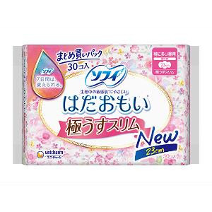 【全品エントリーでポイント10倍 4月17日9時59分まで】12個セット ユニ・チャーム ソフィ はだおもい 極うすスリム 230 羽つき 30枚【今ならシルコットウェットプレゼント】