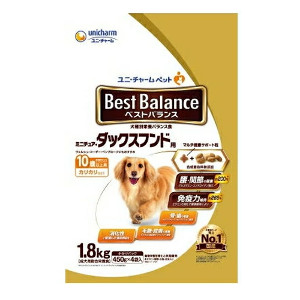 ４個セット　ユニ・チャーム　ベストバランス カリカリ仕立て ミニチュア・ダックスフンド用 10歳以上用 1.8kg※メーカー都合によりパッケージ、デザインが変更となる場合がございます【今ならシルコットウェットプレゼント】