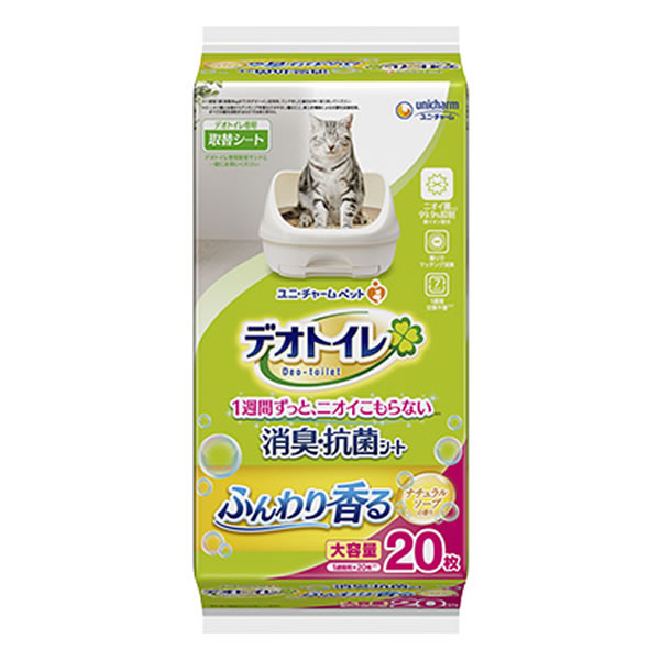 【エントリーでポイント10倍 8月1日9:59まで】6個セット ユニ・チャームペット デオトイレ ふんわり香る消臭・抗菌シート ナチュラルソープの香り 20枚入 【デオトイレ】※パッケージ、デザインが変更となる場合がございます|アット通販