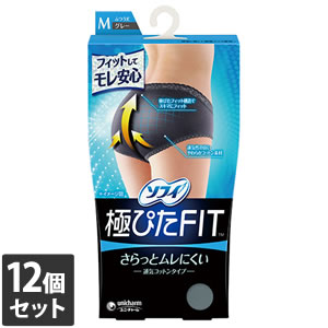 【エントリーで尖んがり10倍 6月30日23:59まで】12個書き割り ユニ・チャームソフィ 極ぴたFIT 通気綿織物印字機 薄墨色 M大いさ