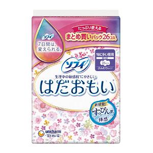 【全品エントリーでポイント10倍 4月17日9時59分まで】１２個セット ユニ・チャーム ソフィ はだおもい 特に多い昼用 羽つき 26cm 26コ入