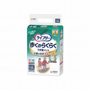【メーカーダンボール（商品名記載）でお届け】 3個セット ユニ・チャーム ライフリー 歩くのらくらくうす型パンツ 2回吸収 M20枚