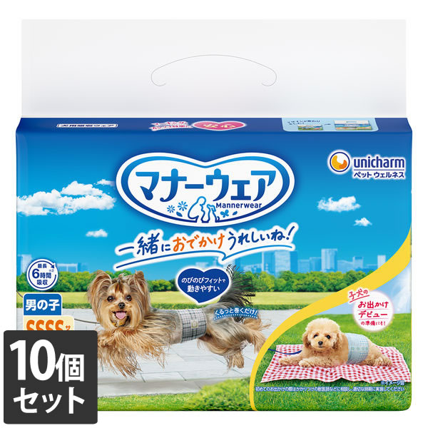 【エントリーでポイント10倍　8月1日9:59まで】10個セット ユニ・チャーム マナーウェア 男の子用 SSSSサイズ 青チェック・紺チェック(52枚入)｜アット通販