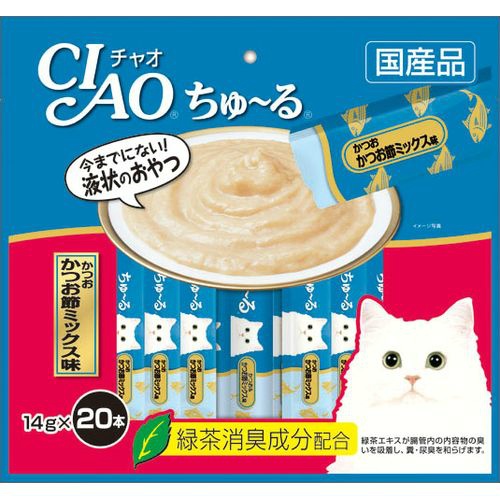 【送料込・まとめ買い×16個セット】いなば CIAO ちゅ～る 20本 かつお かつお節ミックス