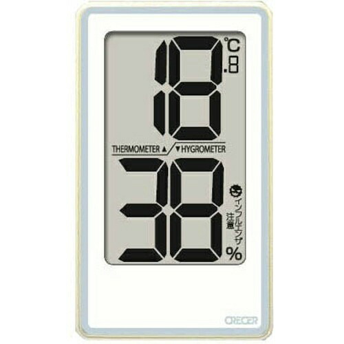 【送料込・まとめ買い×100個セット】クレセル デカ文字表示のデジタル温湿度計 (壁掛け・卓上両用) CR-2000W 白(1コ入)