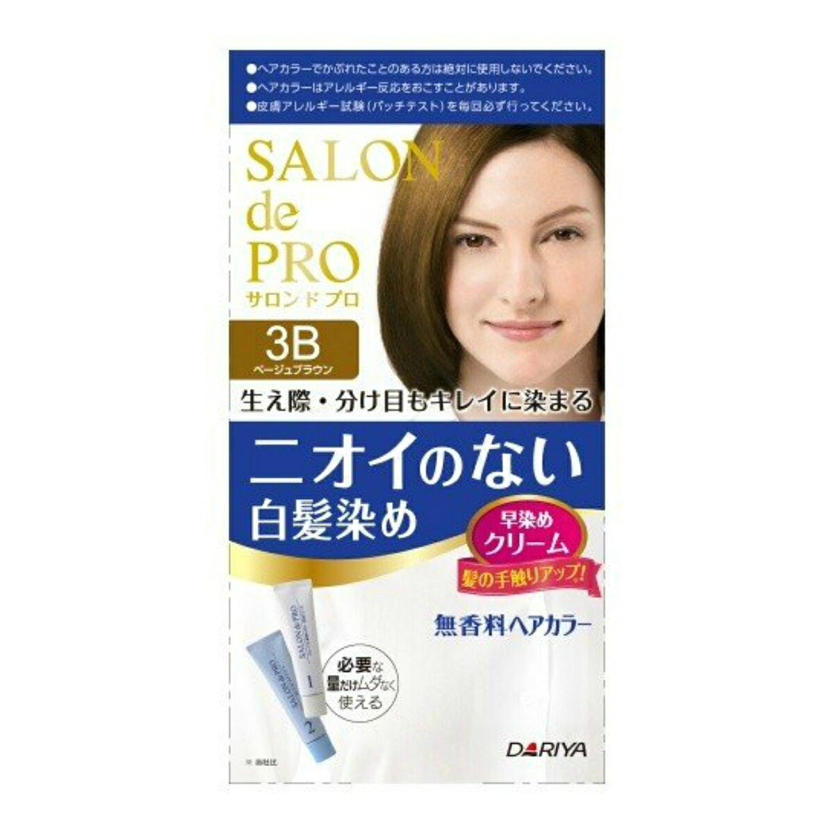 【送料込・まとめ買い×36個セット】ダリヤ サロンドプロ 無香料 ヘアカラー 早染めクリーム 白髪用 3B ベージュブラウン 80g