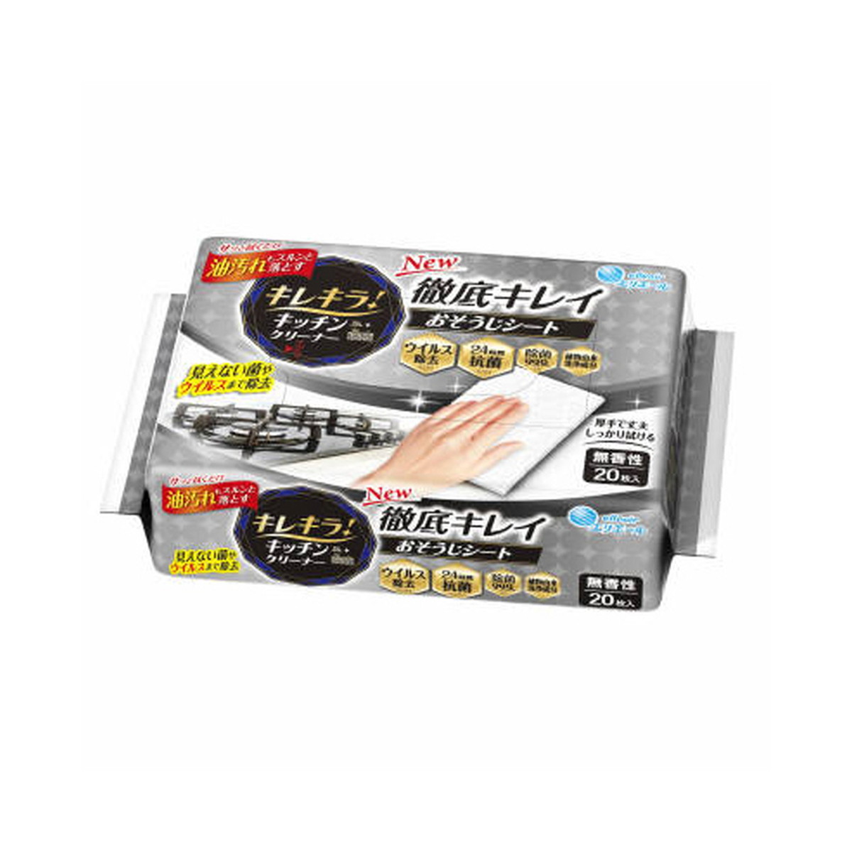 【送料込・まとめ買い×16個セット】大王製紙 キレキラ! キッチンクリーナー 徹底キレイ おそうじシート 20枚入