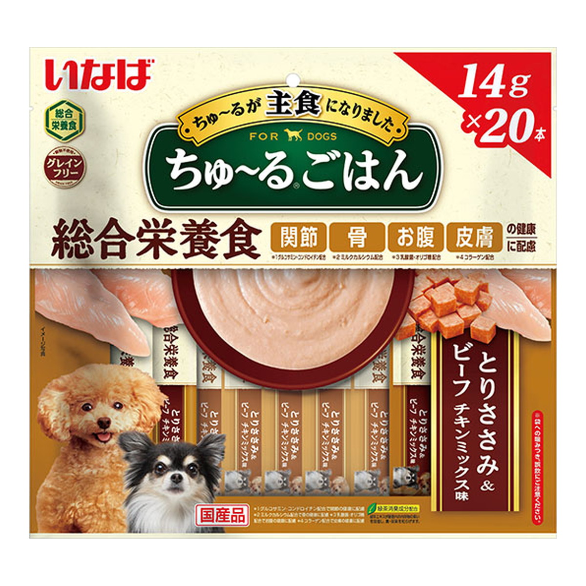 【送料込・まとめ買い×16個セット】いなば ちゅーるごはん とりささみ&ビーフチキンミックス味 14g×20本入