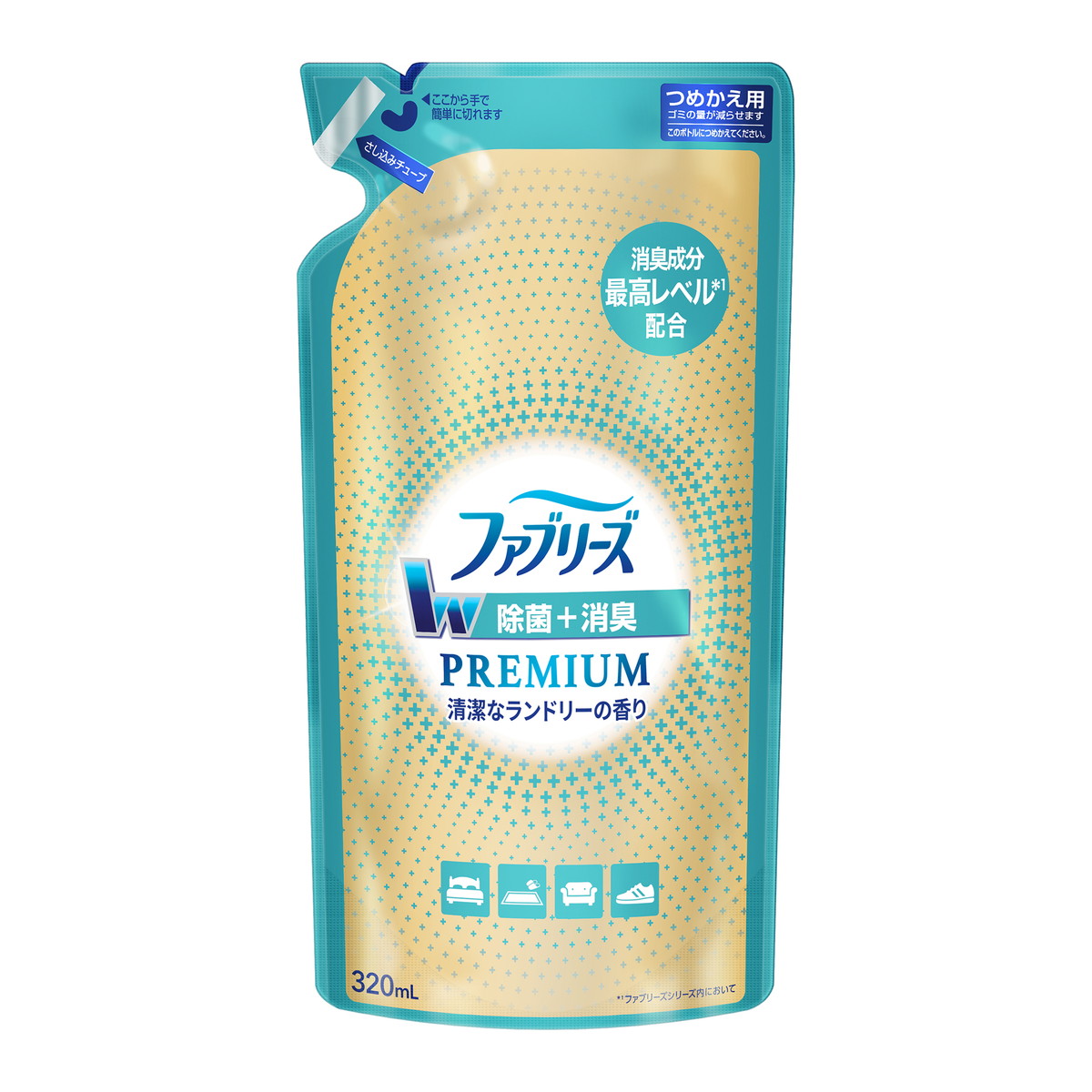 PG ファブリーズ W除菌 つめかえ用 320ml 清潔なランドリーの香り 消臭 プレミアム