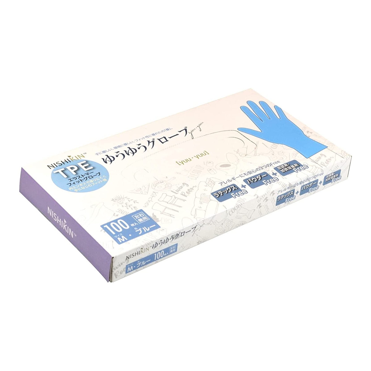 【送料込・まとめ買い×40個セット】NISHIKIN ゆうゆうグローブ TPE エラストマーフィット グローブ ブルー M 100枚入|日用品&生活雑貨の店「カットコ」