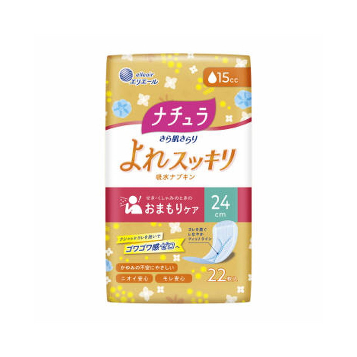 59円 売れ筋商品 大王製紙 ナチュラ さら肌さらり よれスッキリ 吸水ナプキン 24cm ロング 15cc 22枚入