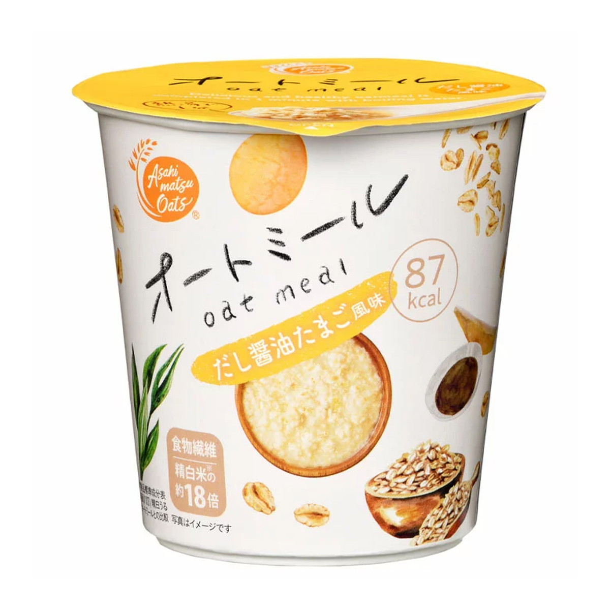 【送料込・まとめ買い×72個セット】旭松 オーツ オートミール だし醤油たまご風味 カップ 27g