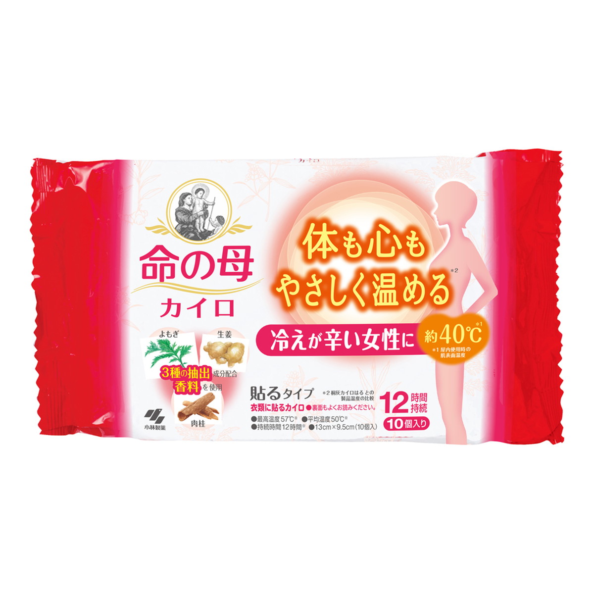 【送料込・まとめ買い×24個セット】小林製薬 命の母 カイロ 貼る 10個入