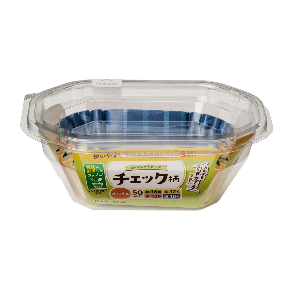 【送料込・まとめ買い×150個セット】東洋アルミ おべんとカップe チェック柄 オーバル 50枚入 おかずカップ