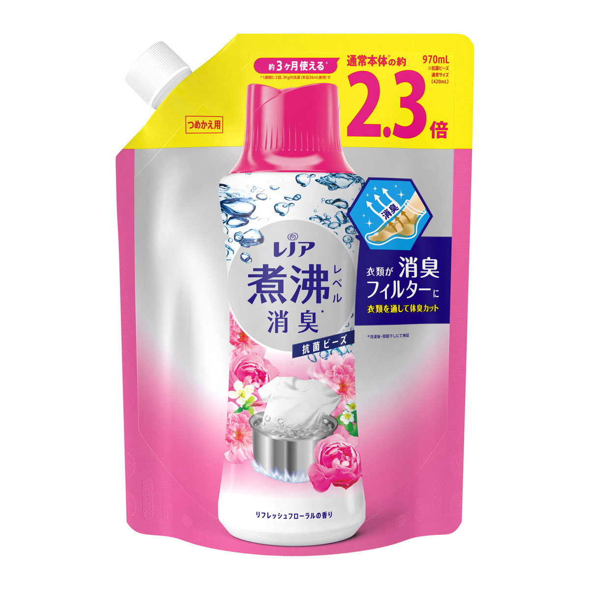【楽天市場】【送料込】P&G レノア 煮沸レベル 消臭 抗菌ビーズ リフレッシュフローラルの香り つめかえ用 特大 970ml 洗たく用消臭 ...
