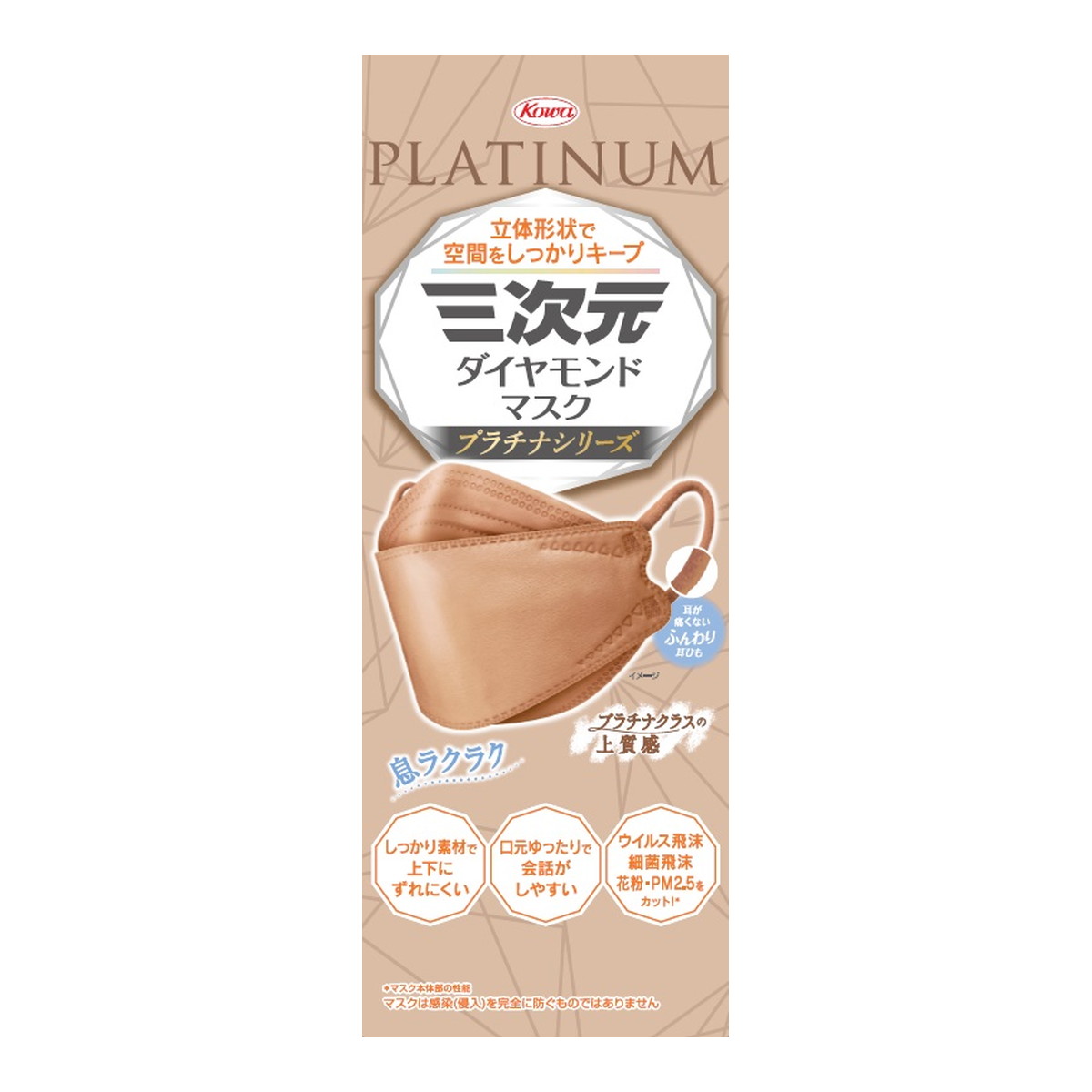 【送料込・まとめ買い&times;40個セット】興和 三次元 ダイヤモンドマスク プラチナシリーズ フリーサイズ シナモン 20枚｜日用品＆生活雑貨の店「カットコ」