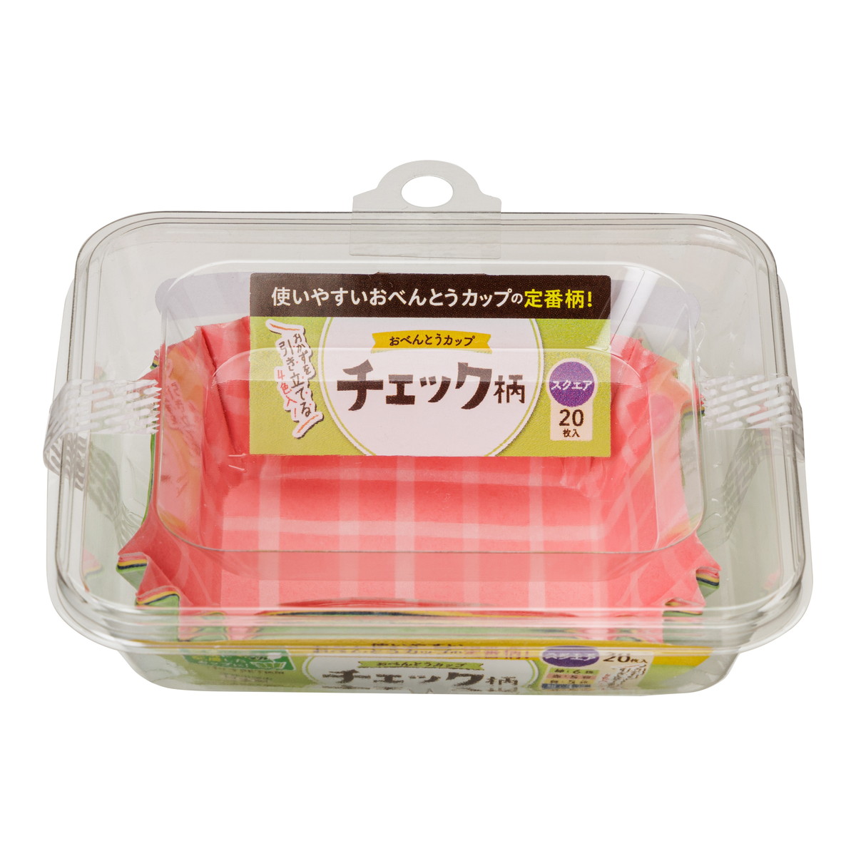 【送料込・まとめ買い×120個セット】東洋アルミ おべんとうカップ チェック柄 スクエア 4色入 20枚入