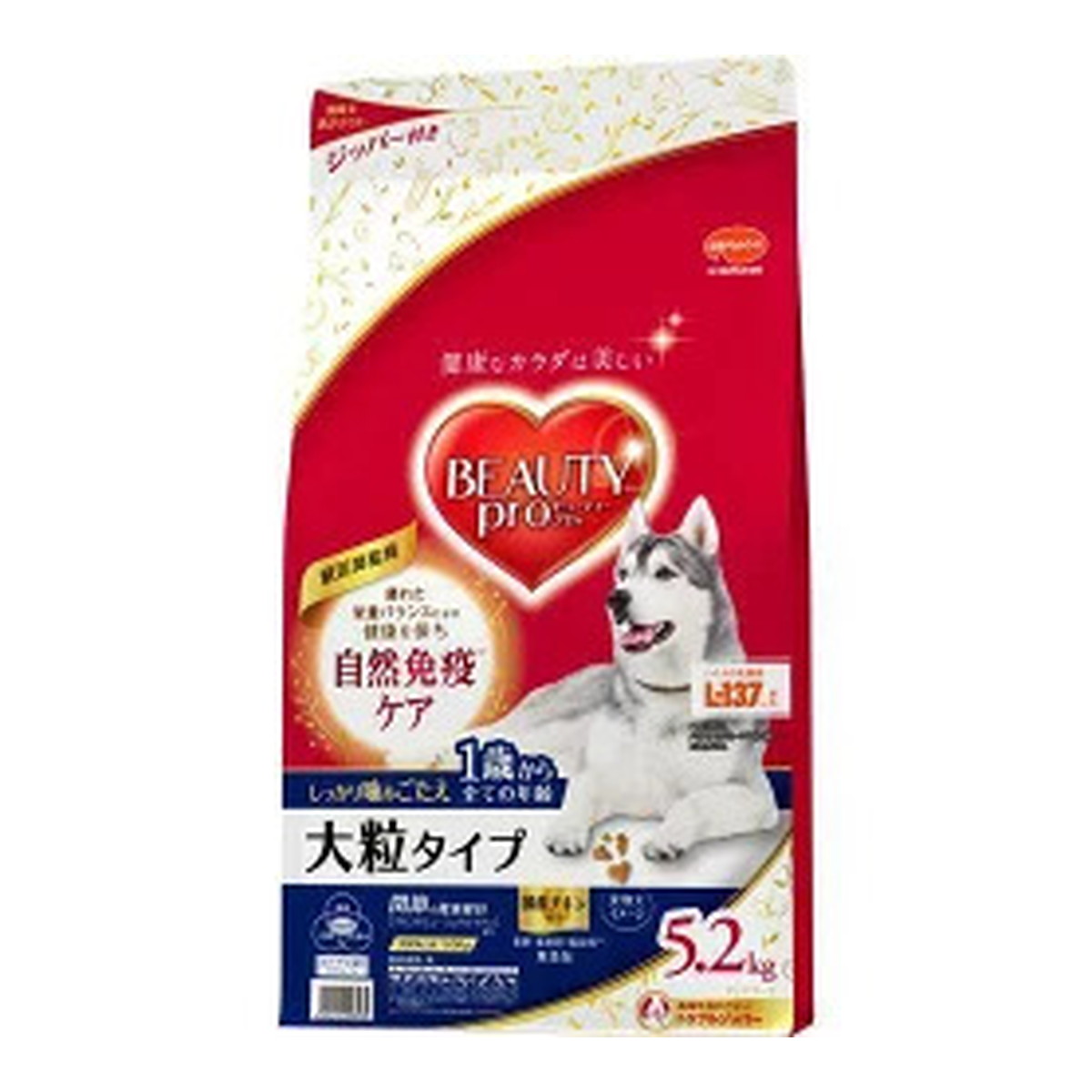 【送料込・まとめ買い×1個セット】日本ペットフード ビューティープロ ドッグ 大粒タイプ 1歳から 5.2kg 4,294円