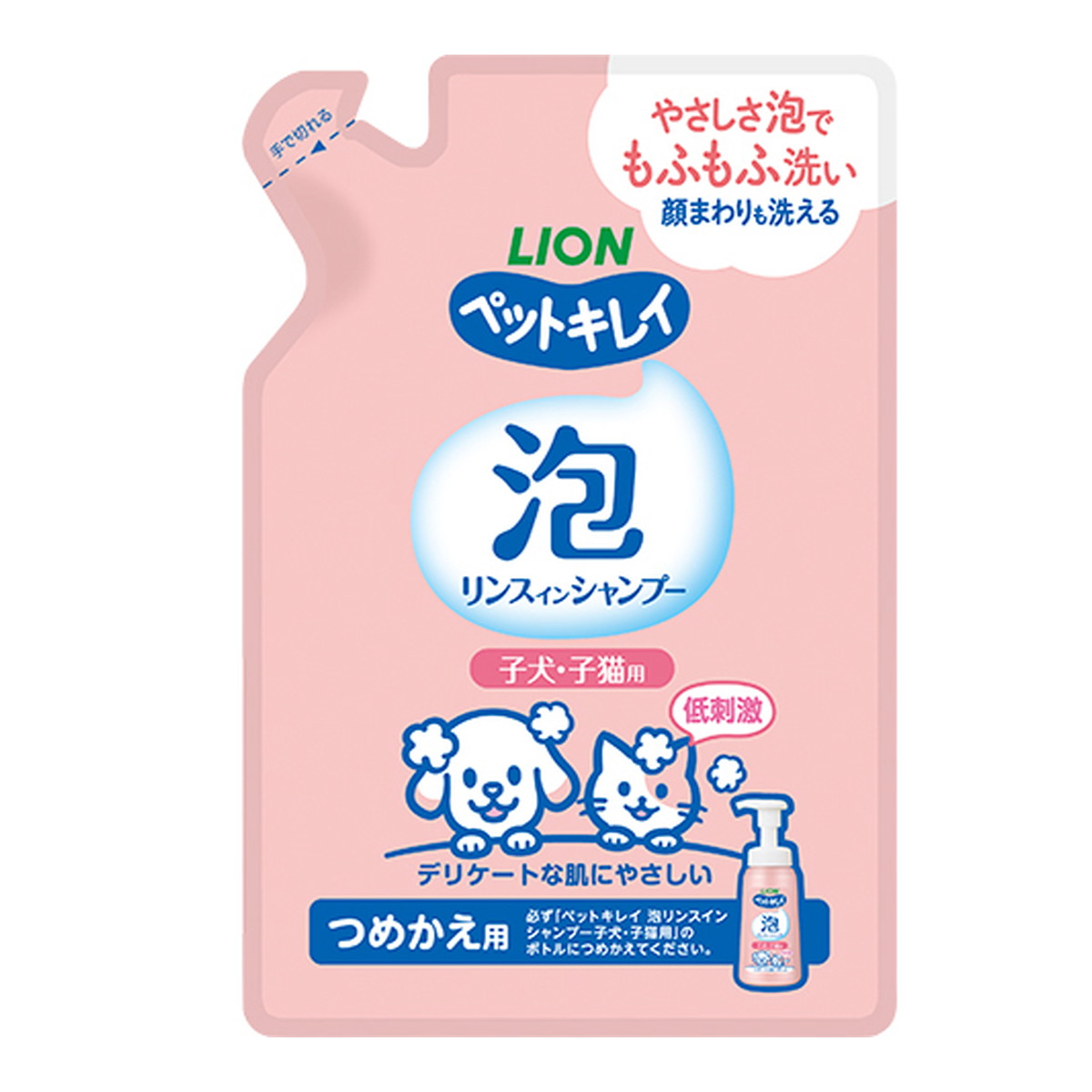 【送料込・まとめ買い&times;30個セット】ライオンペット ペットキレイ 泡リンスインシャンプー 子犬・子猫用 つめかえ用 180ml｜日用品＆生活雑貨の店「カットコ」