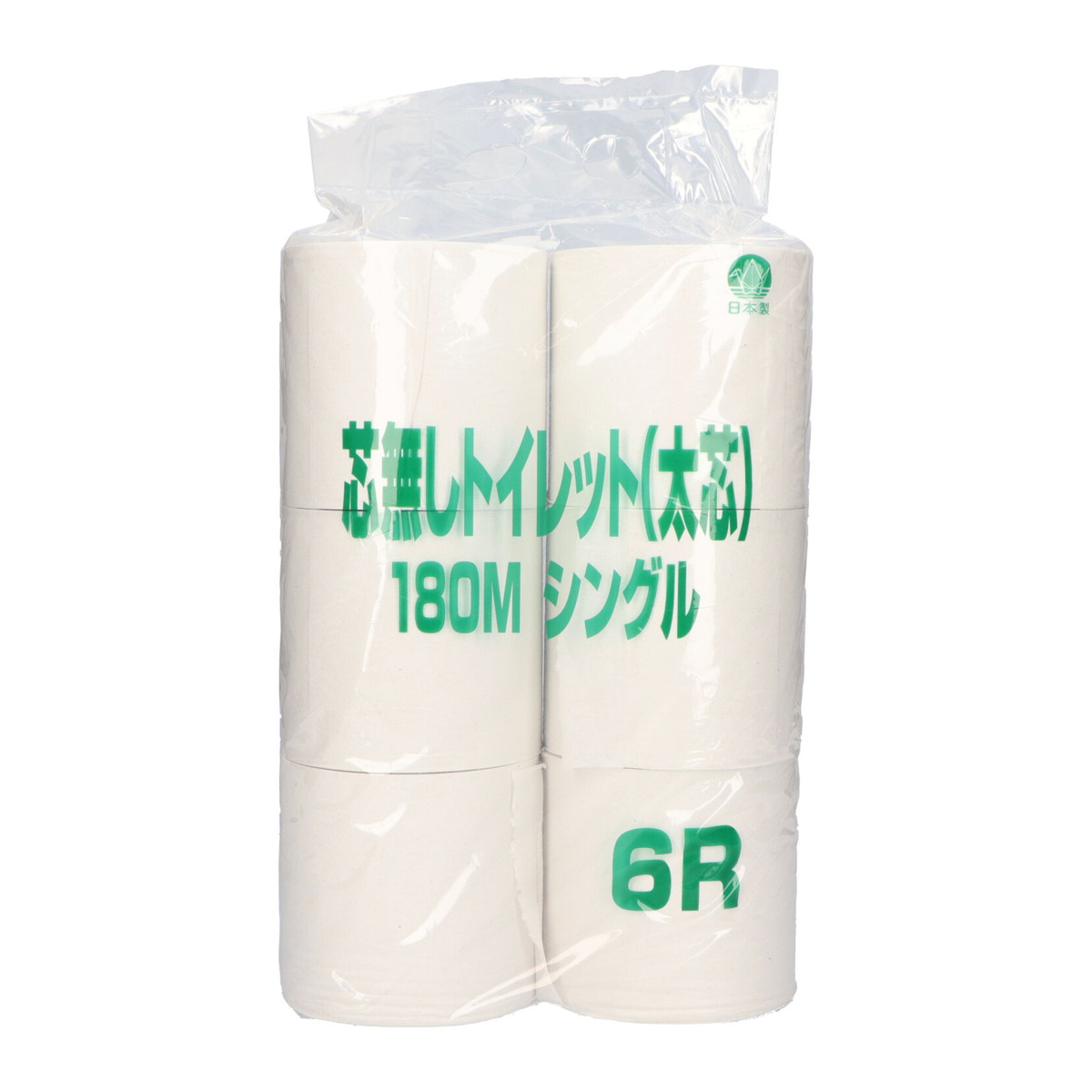 【送料込・まとめ買い×8個セット】マスコー製紙 業務用 芯なし トイレットペーパー 180m シングル 6ロール