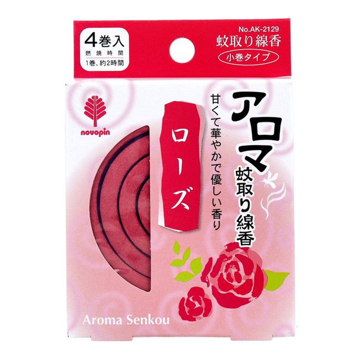 【送料込・まとめ買い&times;300個セット】紀陽除虫菊 アロマ 蚊取り線香 ローズ 4巻｜日用品＆生活雑貨の店「カットコ」